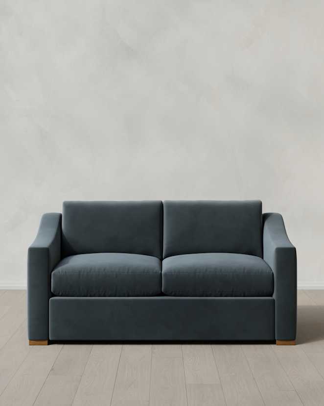 Pine Hollis Slope Arm Sofa in Performance Velvet
