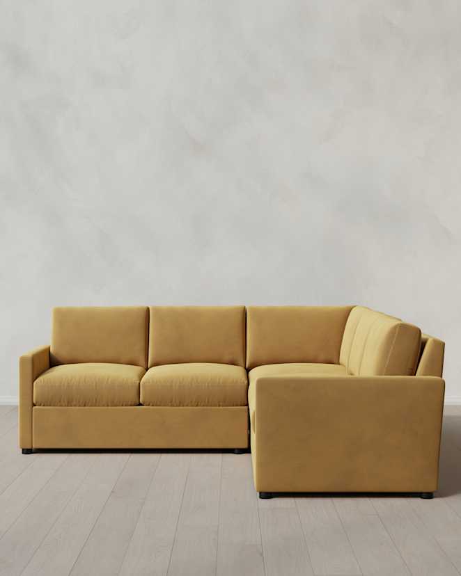 Caramel Brennan L Sectional in Performance Velvet