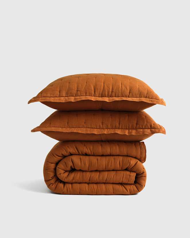 Terracotta European Linen Dream Quilt Set