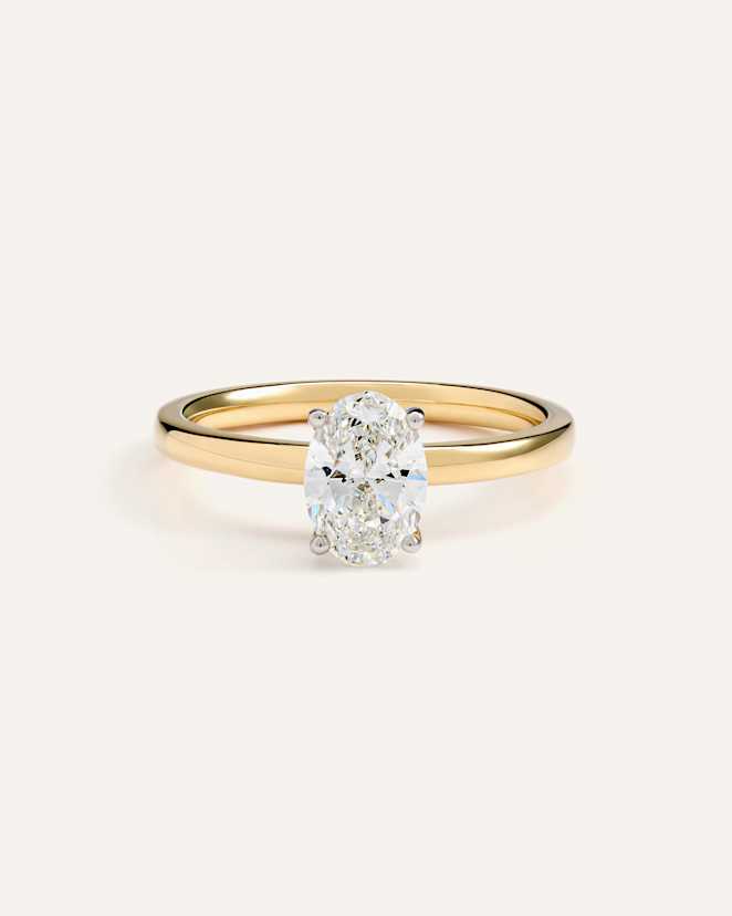 Yellow Gold Lab Grown Diamond Oval Comfort Fit Engagement Ring - 1ct