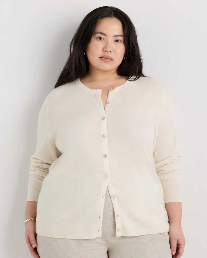 Ivory Mongolian Cashmere Cardigan Sweater