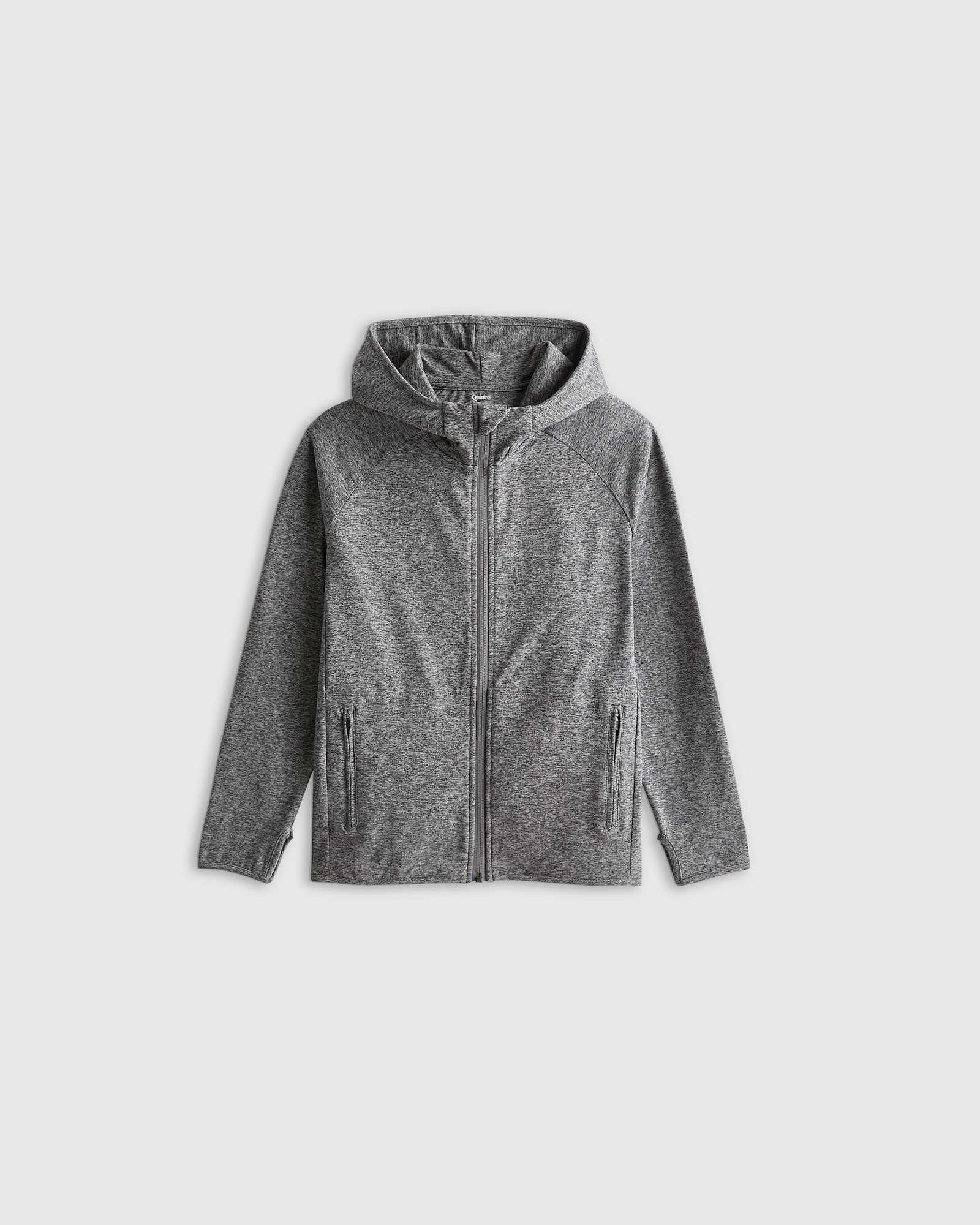 Heather Grey Pull à capuche en Flowknit à fermeture à glissière