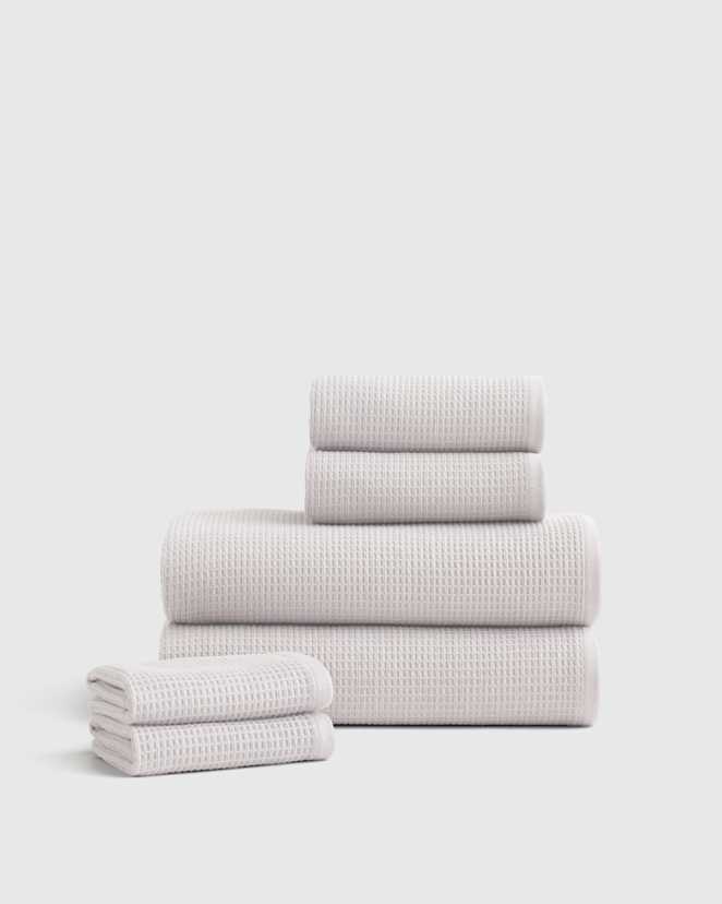 Silver Turkish Waffle Terry Bath Towel Bundle