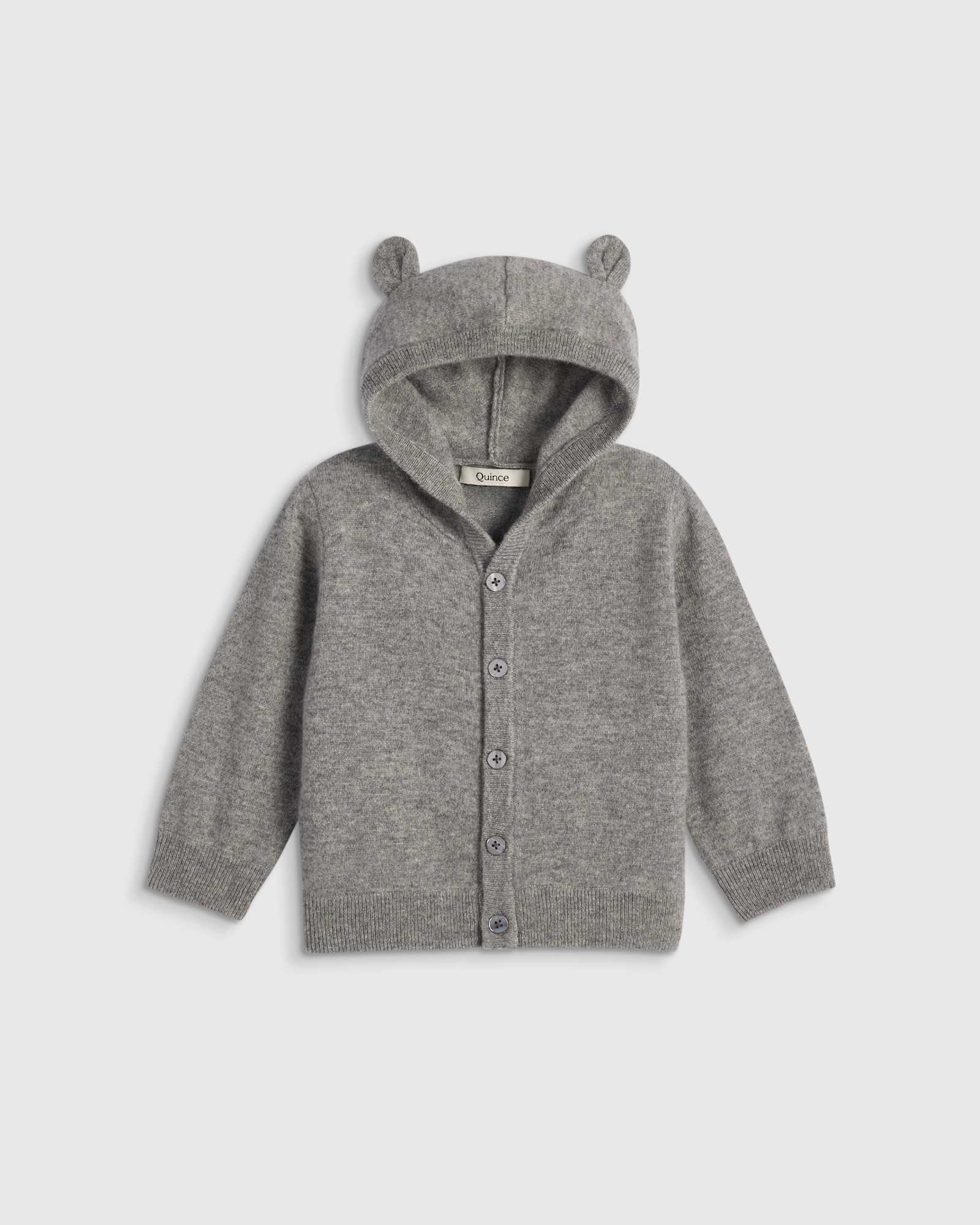 Heather Grey Washable Cashmere Hooded Cardigan
