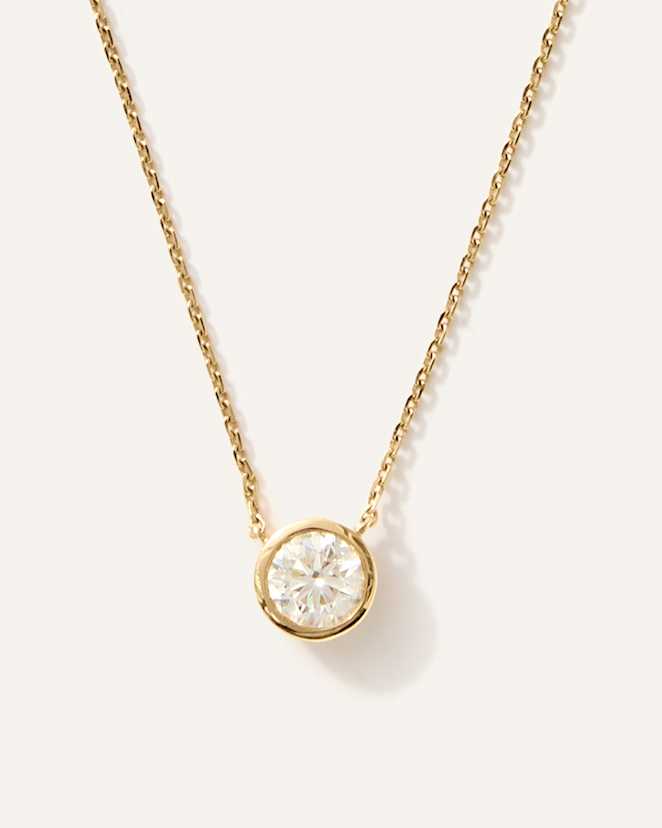 Yellow Gold 14K Gold Lab Grown Diamond Bezel Necklace