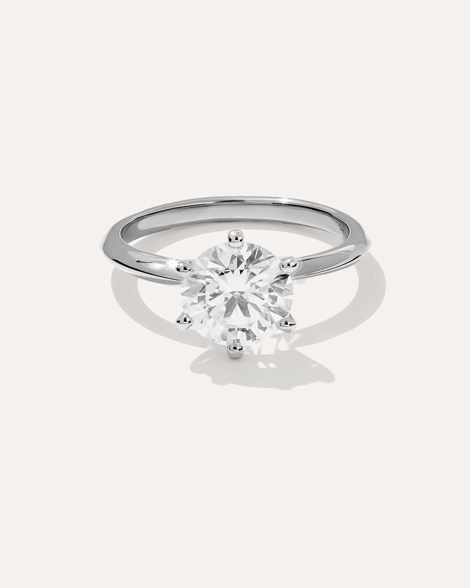 Platinum Lab Grown Diamond Round Six Prong Knife Edge Engagement Ring - 2ct