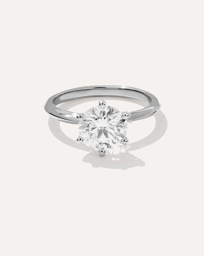 Platinum Lab Grown Diamond Round Six Prong Knife Edge Engagement Ring - 2ct