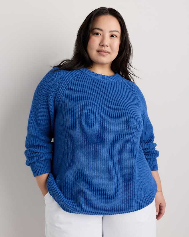 Blue Sapphire 100% Organic Cotton Fisherman Crew Sweater