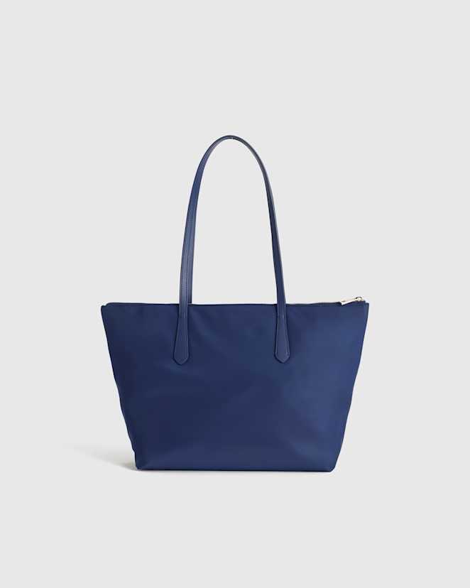 Navy Revive Nylon Zip Top Tote
