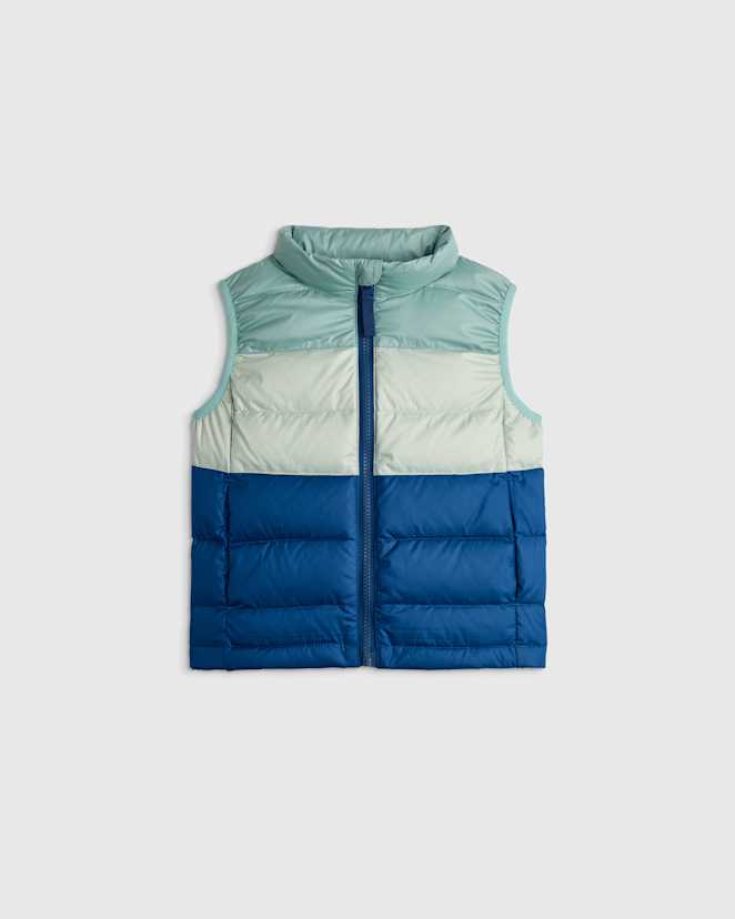 Blue Colorblock Lightweight Down Puffer Vest