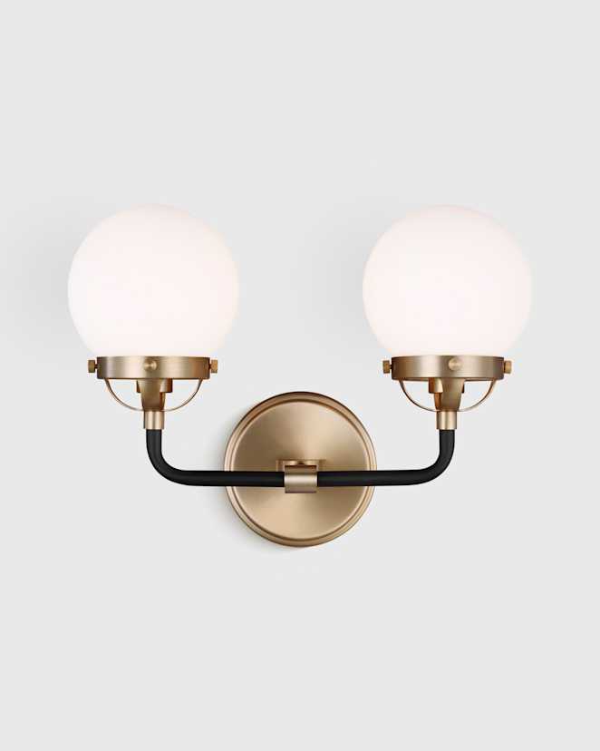 Black Double Globe Steel Sconce