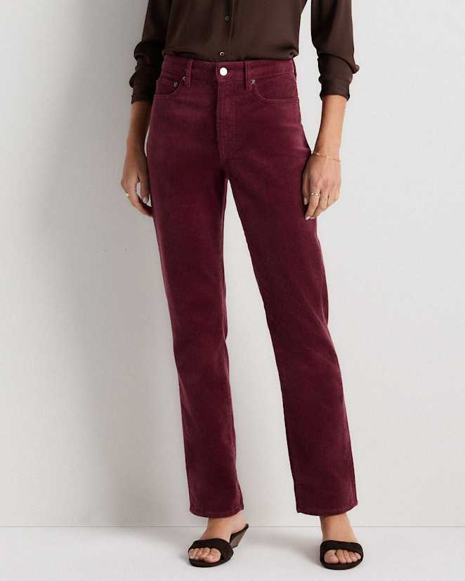Barolo Burgundy Organic Stretch Corduroy Straight Leg Pants