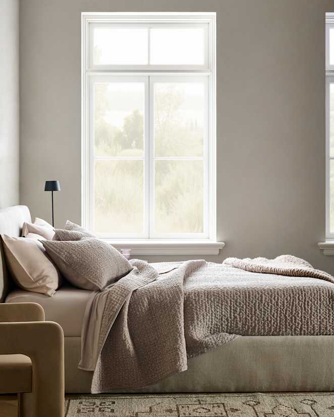 Stone Organic Cotton Hand Stitched Quilt