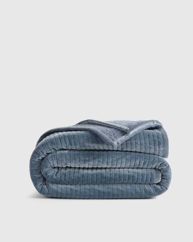 Glacier Blue Cotton Velvet Channel Quilt