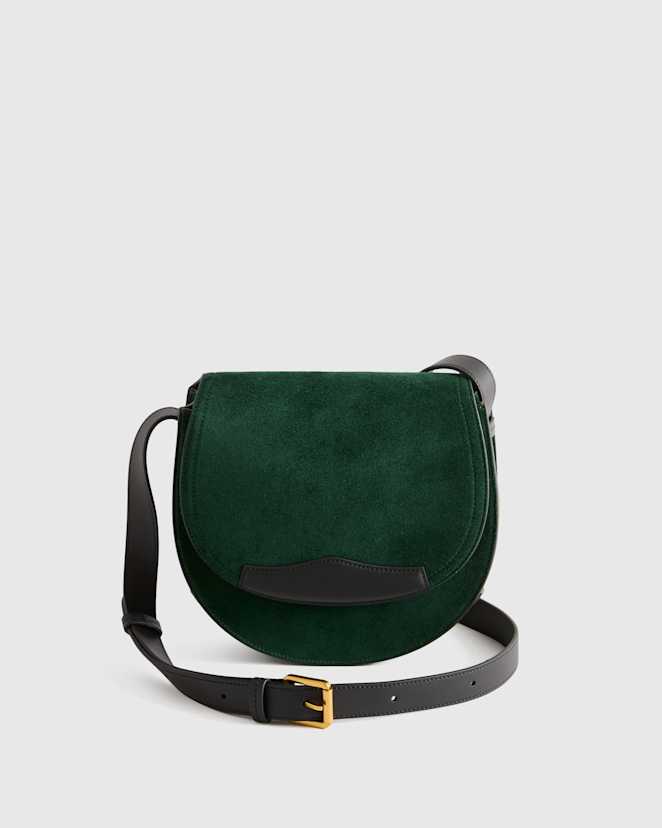 Emerald Italian Suede Saddle Bag