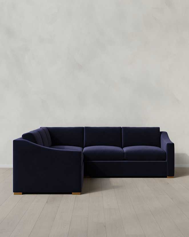 Midnight Hollis Slope Arm L Sectional in Performance Velvet