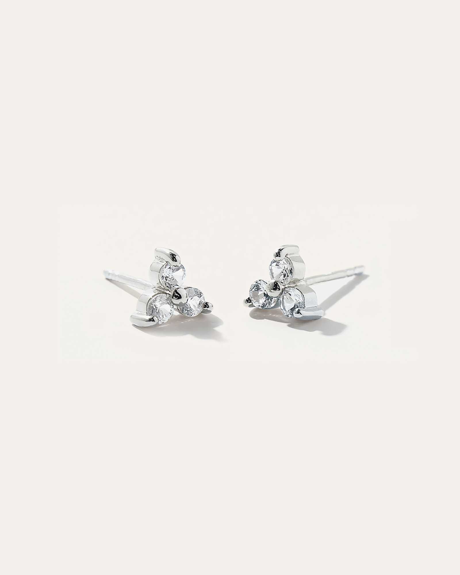 sterling-silver White Sapphire Triad Studs