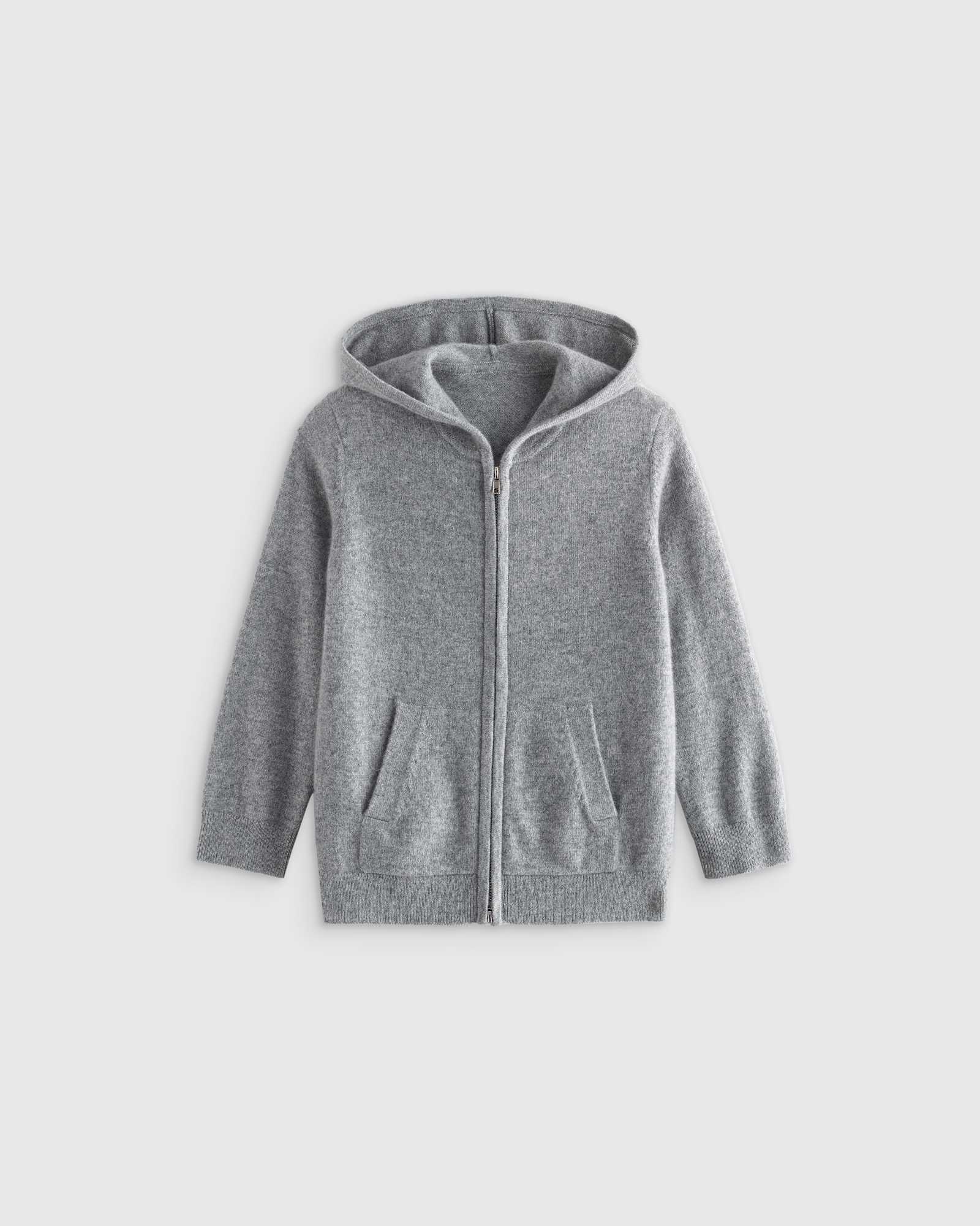 heather-grey Washable Cashmere Full Zip Hoodie