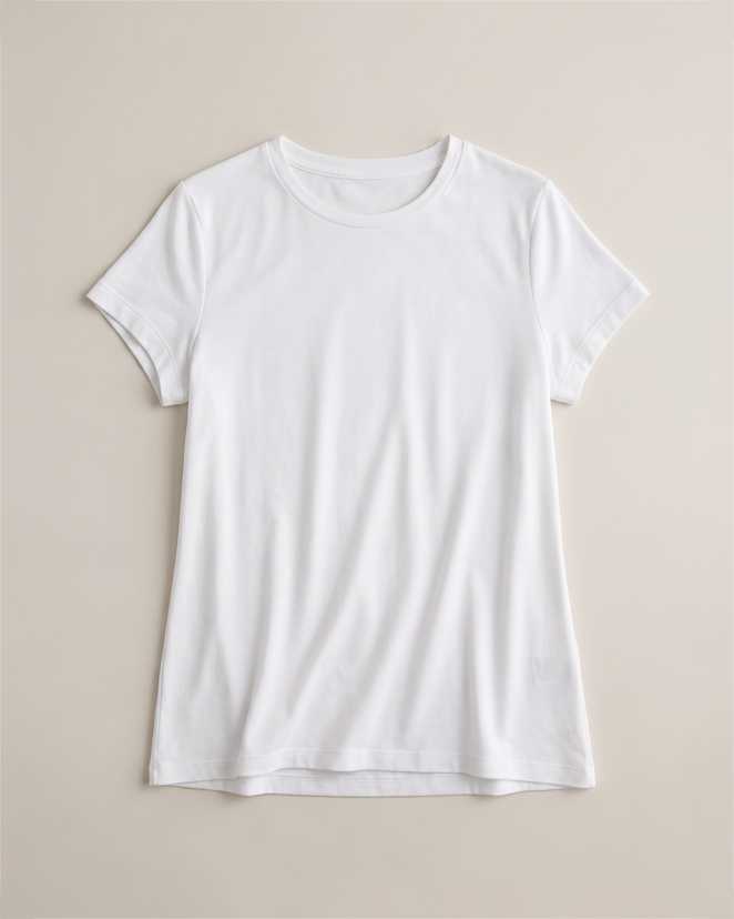 White Cotton Modal Crew Neck Swing Tee
