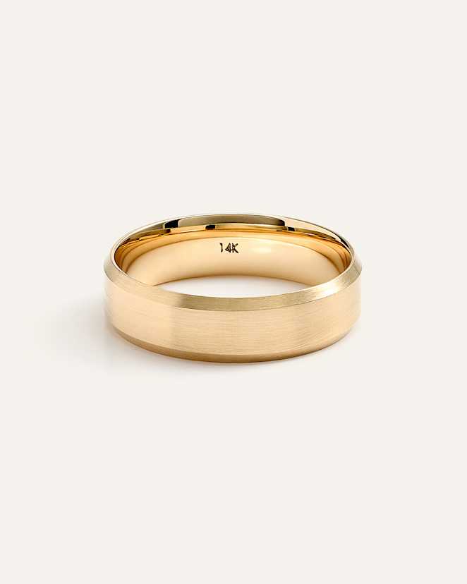 Yellow Gold Beveled Edge Satin Finish Band