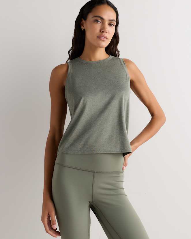 Heather Smoked Thyme Green Flowknit Breeze High-Neck Tank