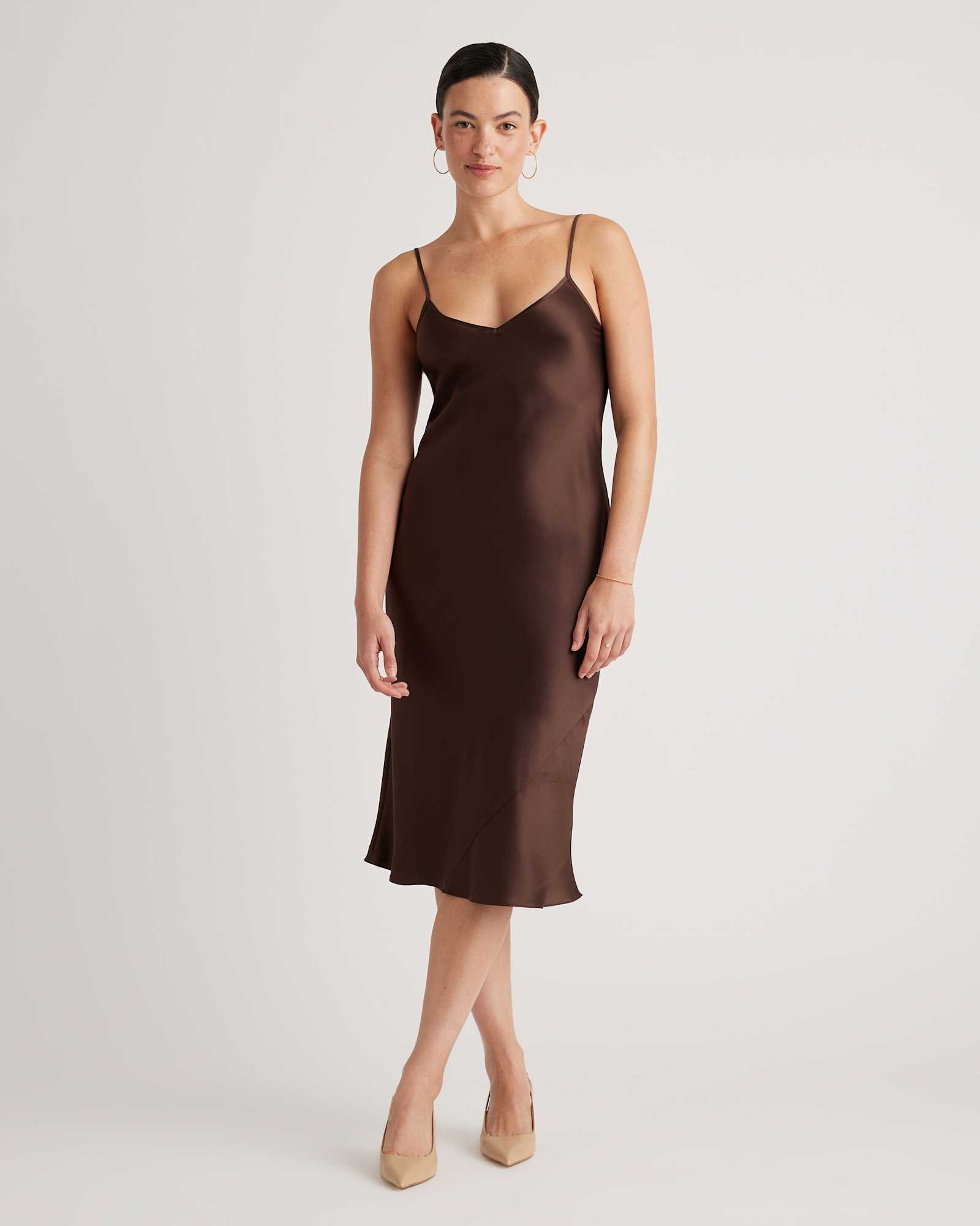 hot-fudge 100% Washable Silk Slip Dress
