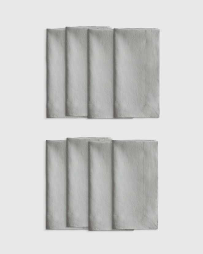 Mist European Linen Wide-Hem Napkins (Set of 8)