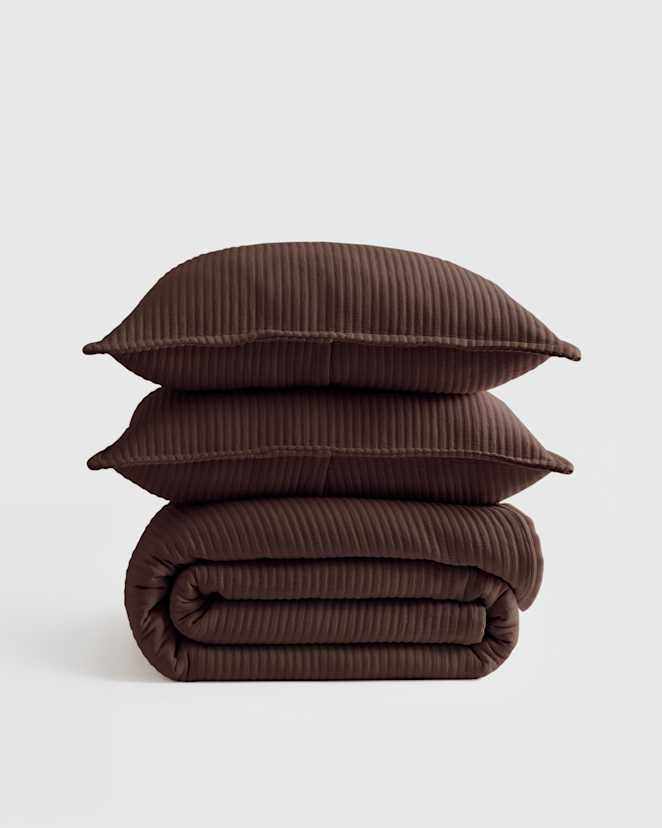 Espresso Organic Cotton Matelasse Coverlet Set