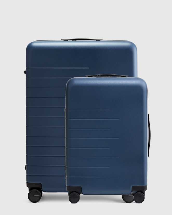 Navy Expandable Carry-On & Large Check-In Suitcase Bundle