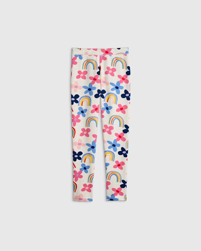 Rainbow Floral Fleece Lined Legging