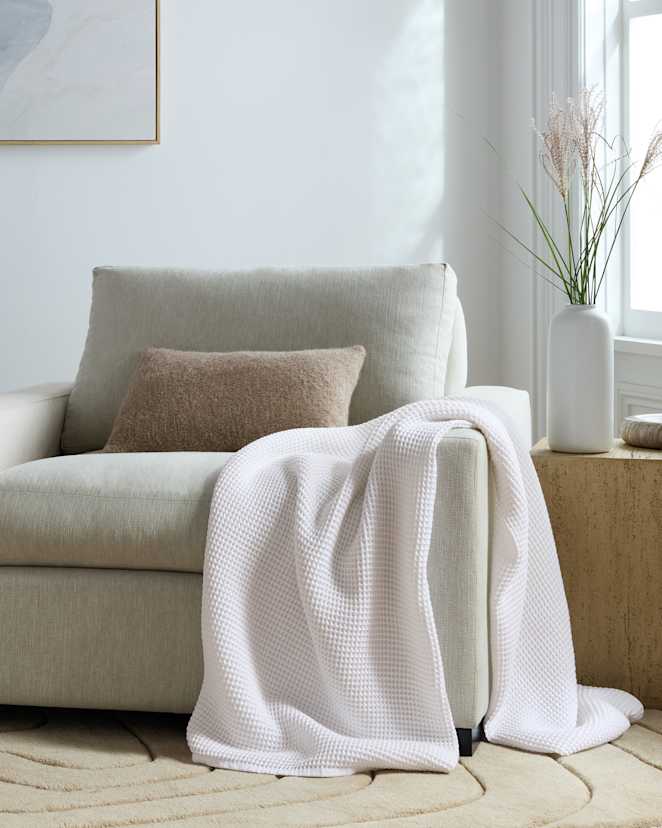 White Organic Waffle Throw