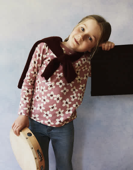 Mauve Daisies 100% Organic Cotton Jersey Long Sleeve Tee