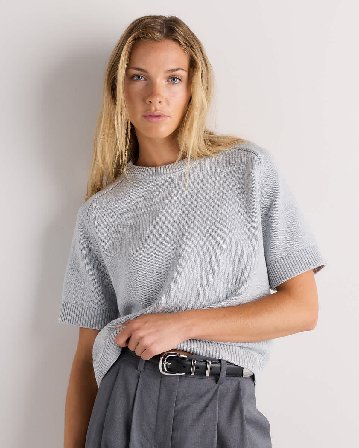 Heather Dove Grey 100% Organic Cotton Sweater Tee