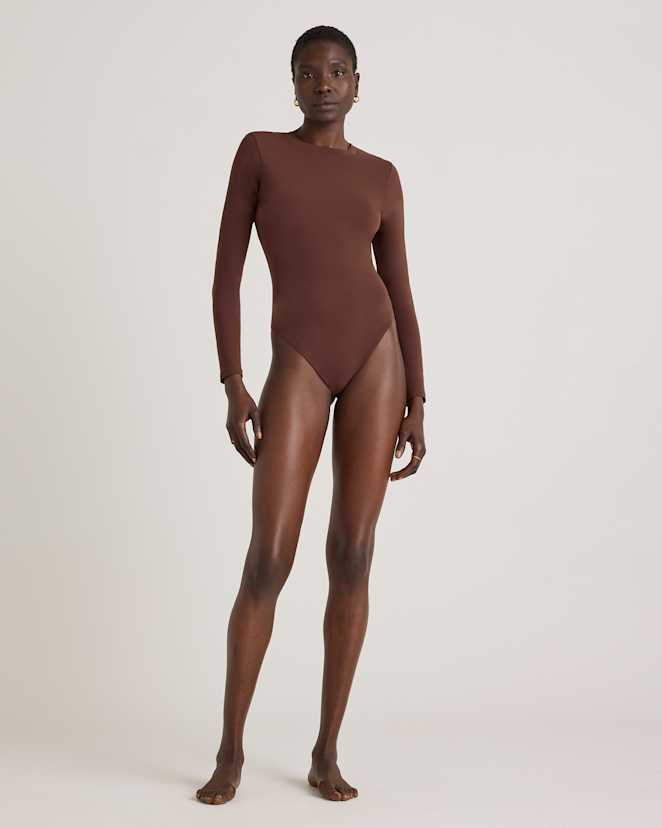 Cocoa Second Skin Long Sleeve Crew Neck Bodysuit