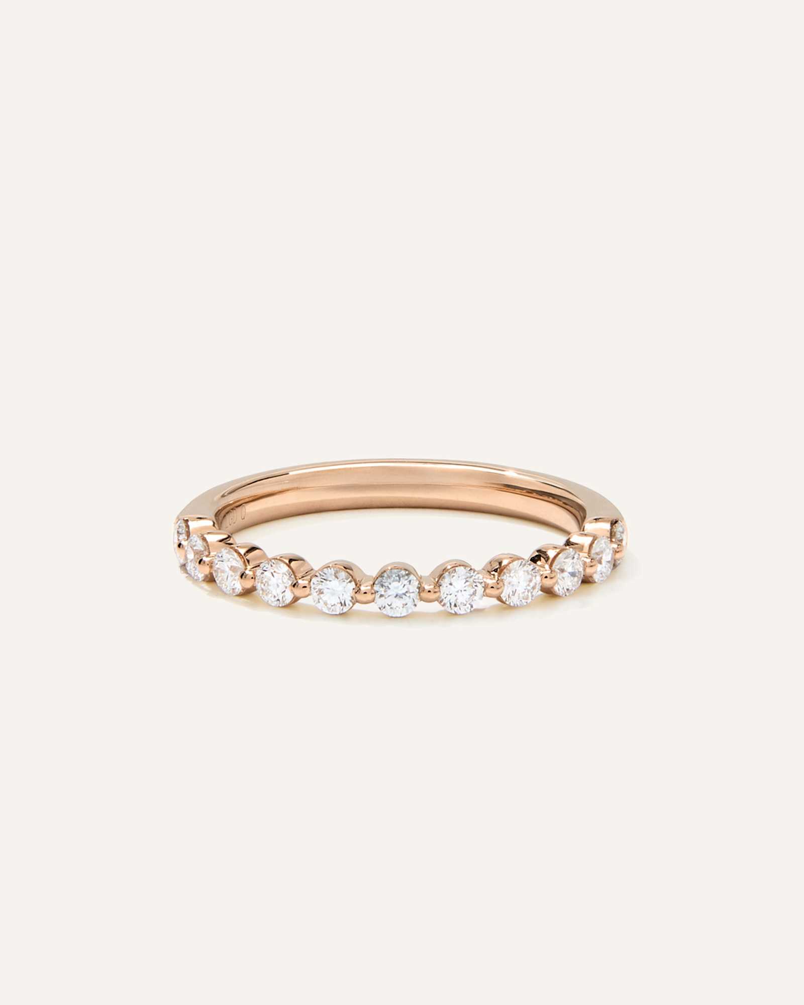 Rose Gold Lab Grown Diamond Single Shared Prong Halfway Band