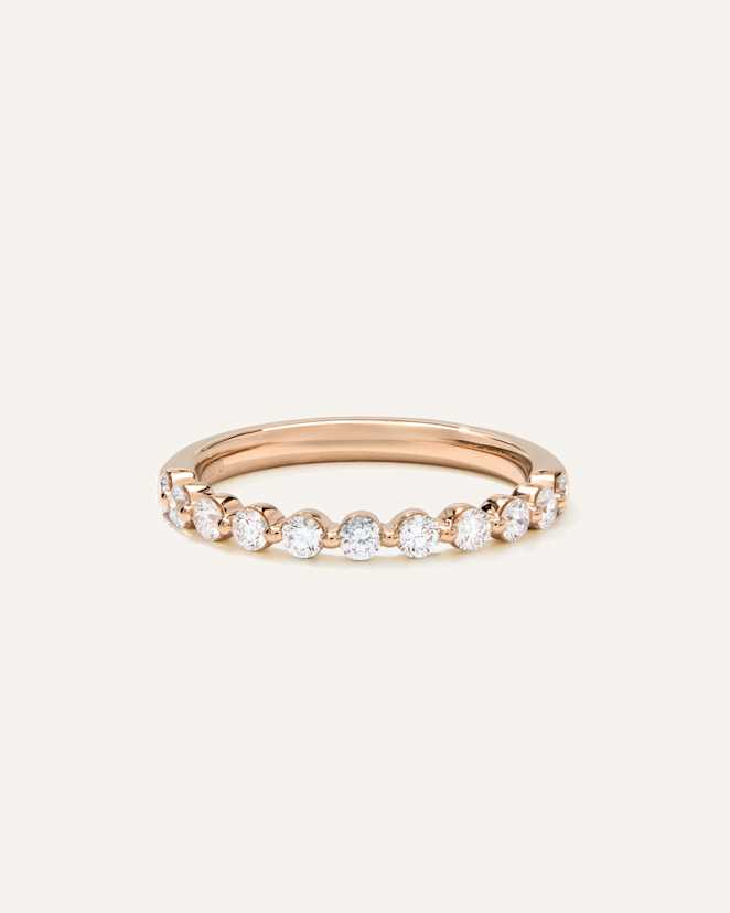Rose Gold Lab Grown Diamond Single Shared Prong Halfway Band