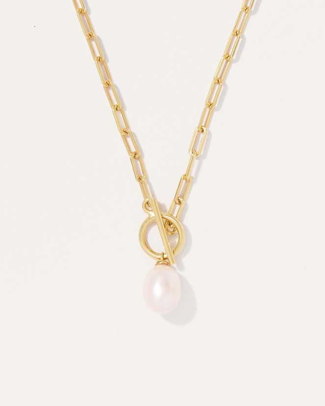 Gold Vermeil Collier à bascule en perles de culture d'eau douce