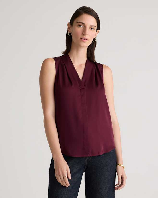 Wine Tasting Washable Stretch Silk Sleeveless Blouse