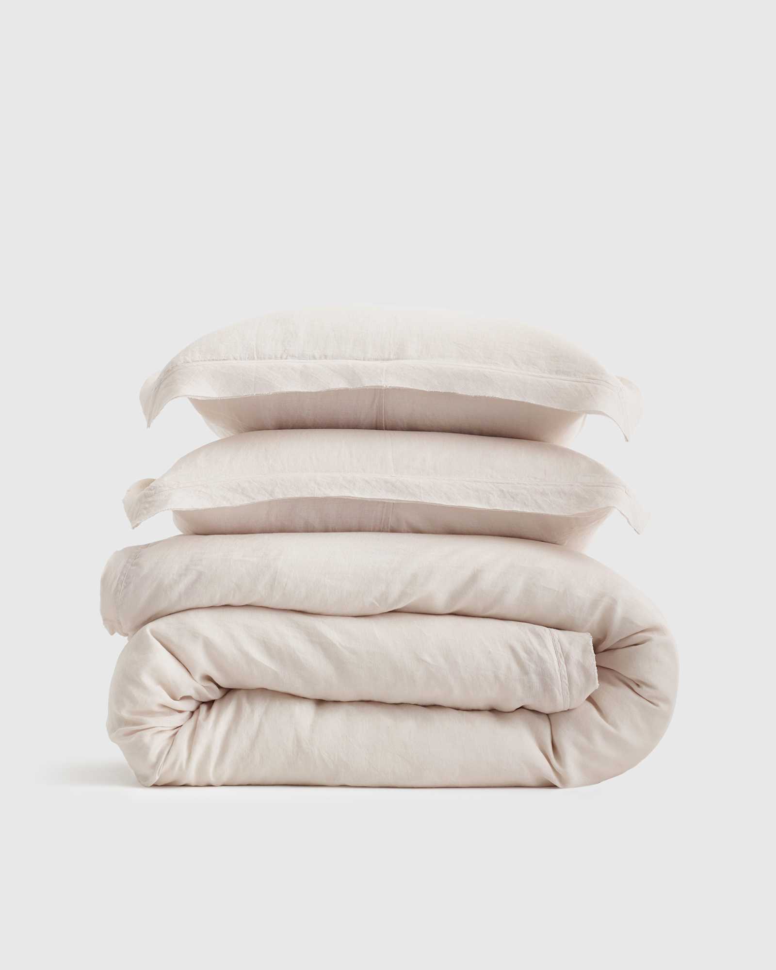sand European Linen Double Flange Duvet Cover Set