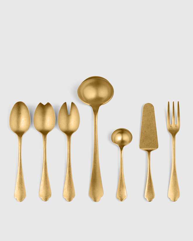 Pewter Gold Dolce Vita 7-Pc Serving Utensil Set by Mepra