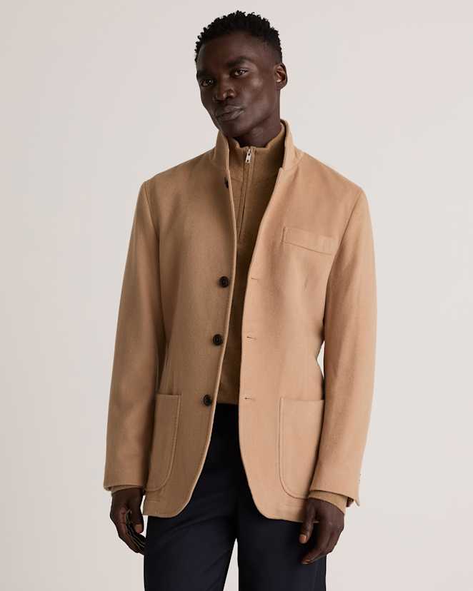 Camel 100% Mongolian Cashmere Stand Collar Blazer