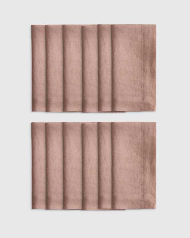 Dusty Mauve European Linen Wide-Hem Napkins (Set of 12)
