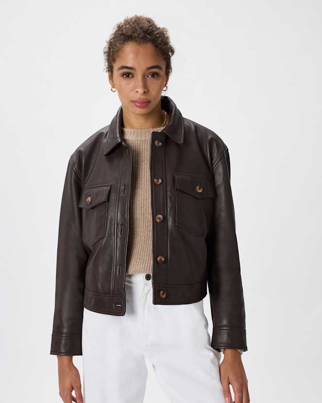 Rich Brown 100% Leather Cropped Jacket