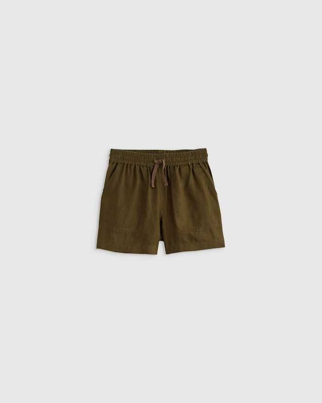 Martini Olive 100% European Linen Drawstring Shorts