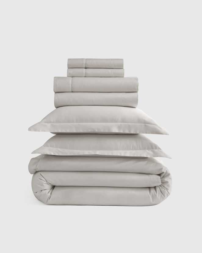 Light Grey Signature Giza Cotton Sateen Deluxe Bedding Bundle