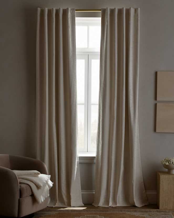 Ivory Textured Cotton True Blackout Curtain