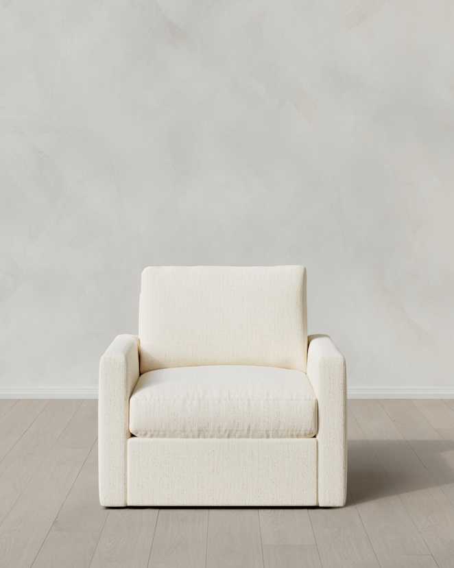 Snow Brennan Swivel Chair in Performance Chenille Linen Blend