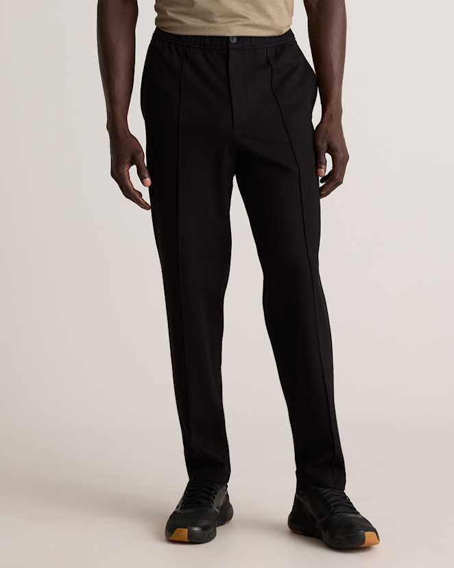 Black Stretch Knit Pintuck Trousers