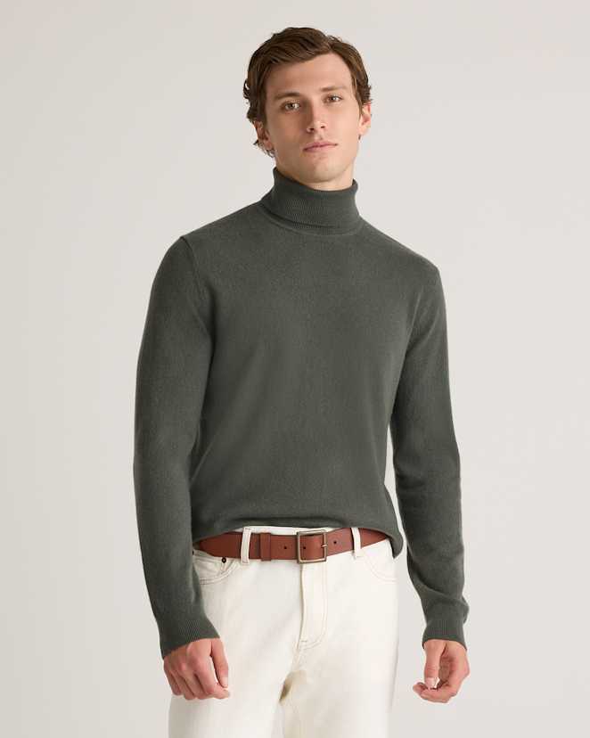 Moss Mongolian Cashmere Turtleneck Sweater