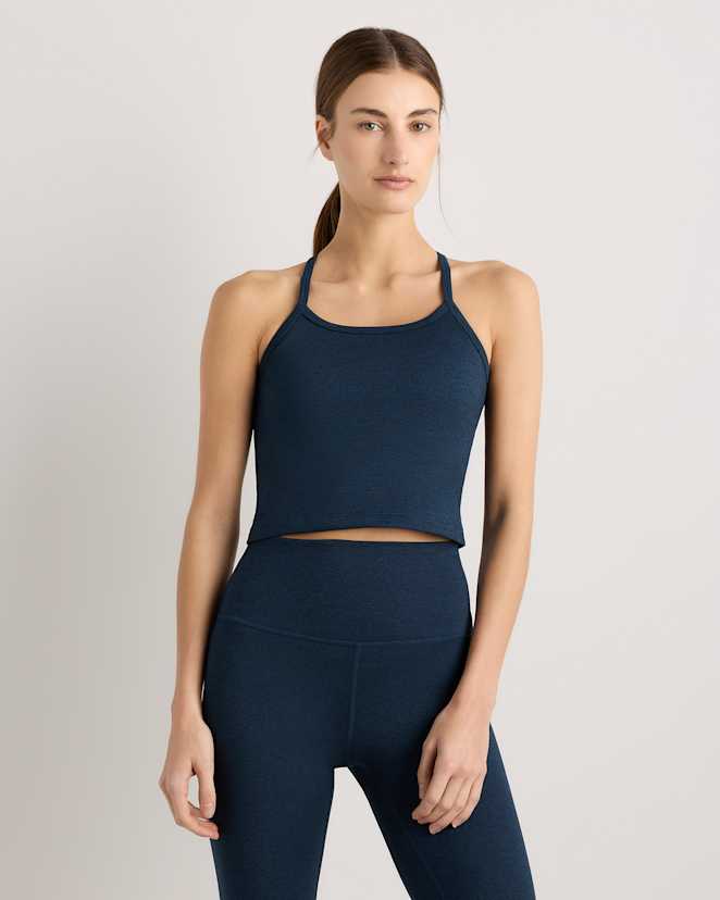 Heather Navy Ultra-Soft Y-Back Cropped Bra Tank